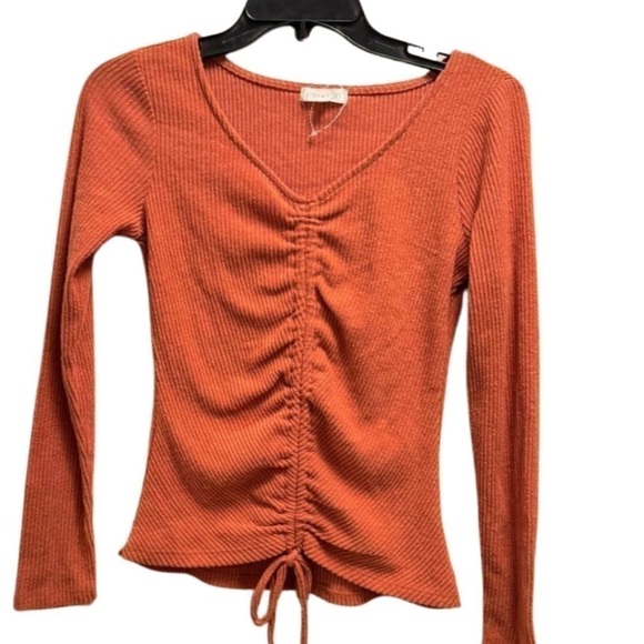 Ultra Flirt Long Sleeve Top Ribbed Orange Salmon pinkish color size S - Picture 10 of 12